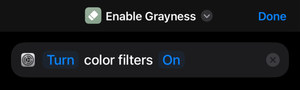 An action that just turns on the color filters setting