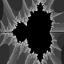 Mandelbrot fractal at 128x128 with 16 max iterations