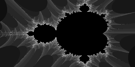 Mandelbrot fractal at 512x128 with 32 max iterations