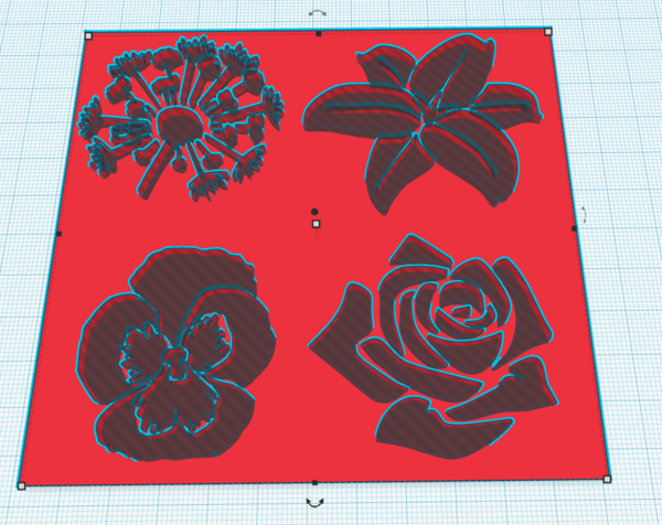Loading flowers into Tinkercad