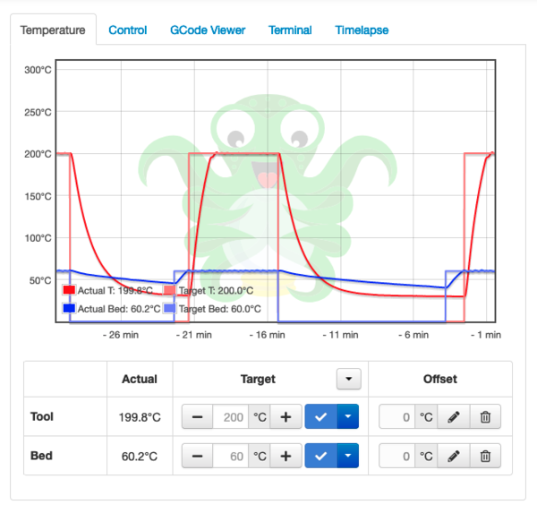 Sample octoprint output