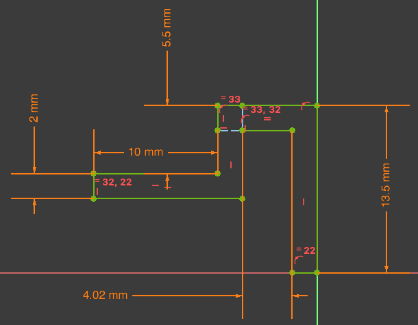 Side view sketch with dimensions